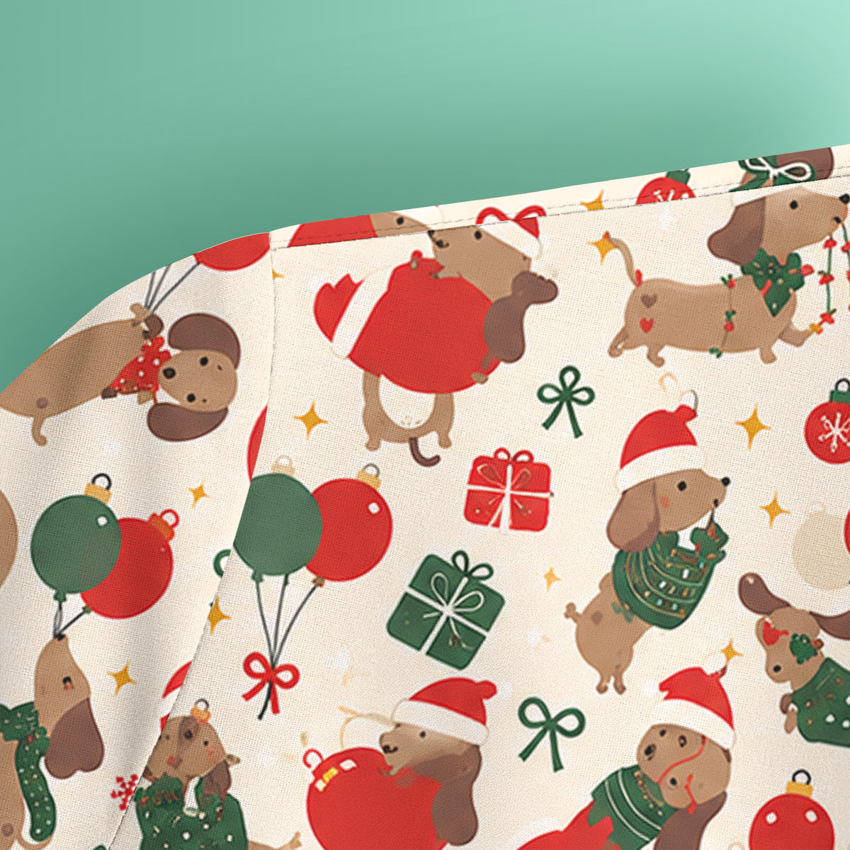 Cute Christmas Dachshund Pattern Scrub Top, Comfortable Scrubs for Nurses