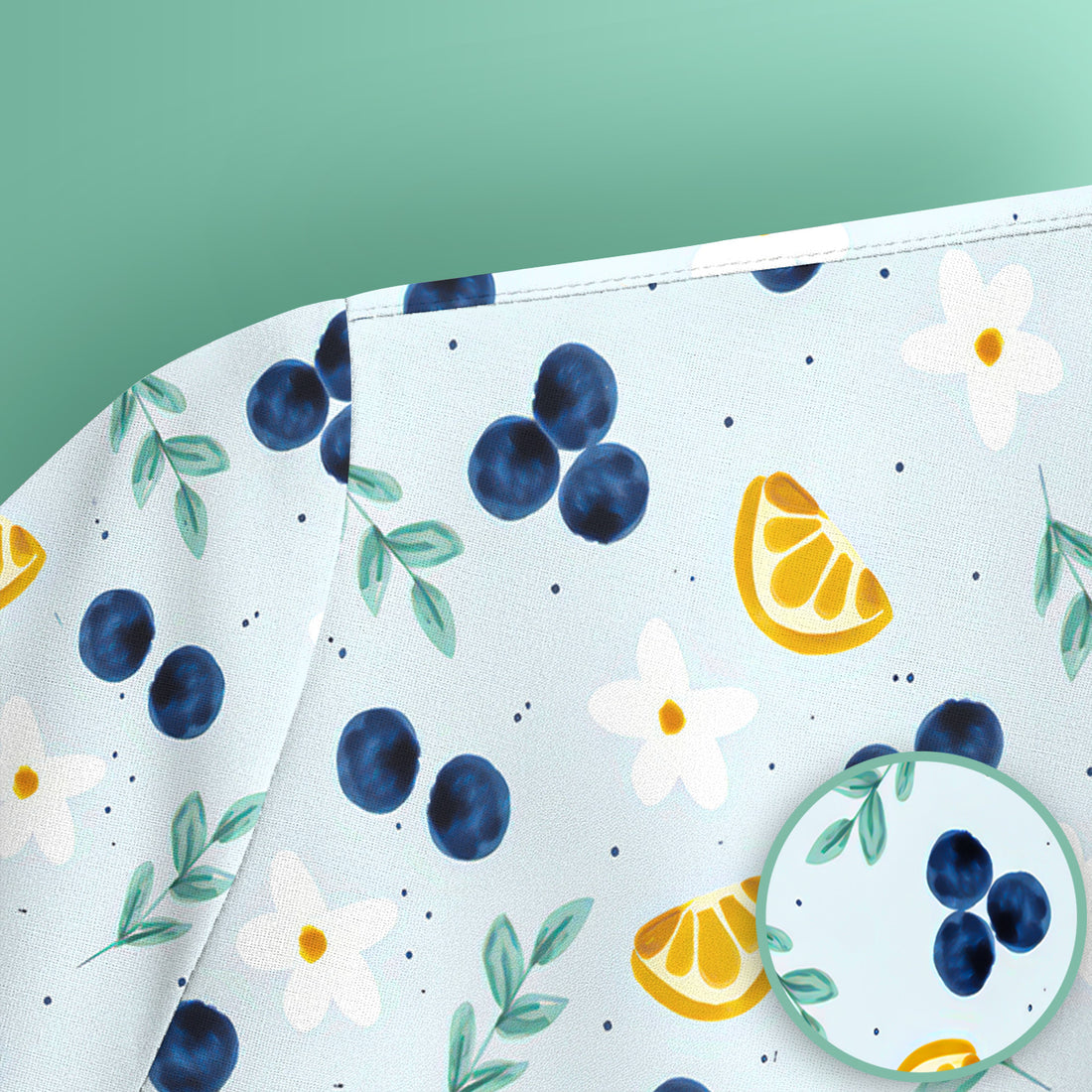 Blueberry Lemon Daisy Pattern Scrubs Top, Comfortable Scrubs for Nurses