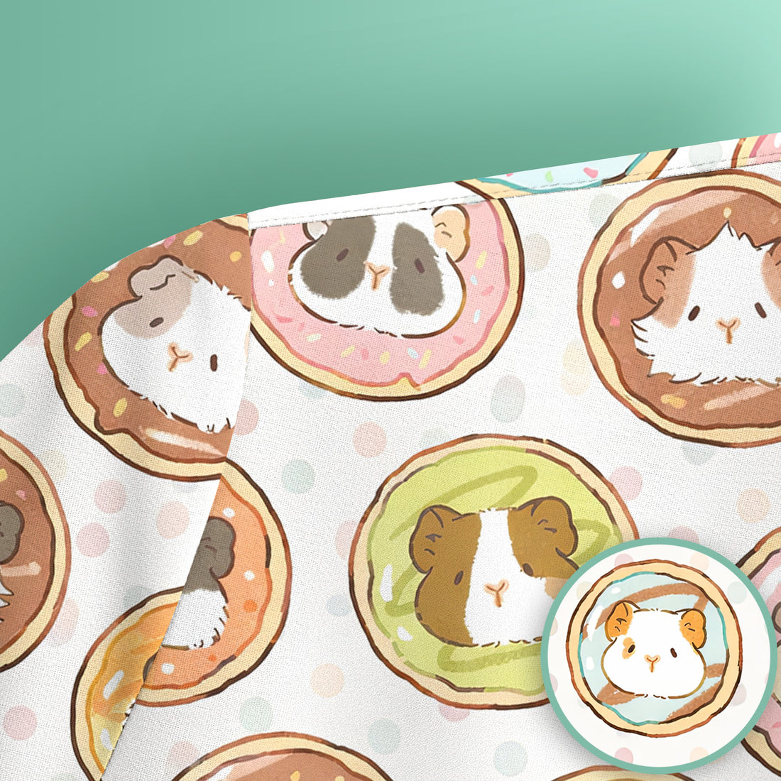 Cute Guinea Pig Donut Circle Pattern Scrub Top, Comfortable Scrubs for Nurses