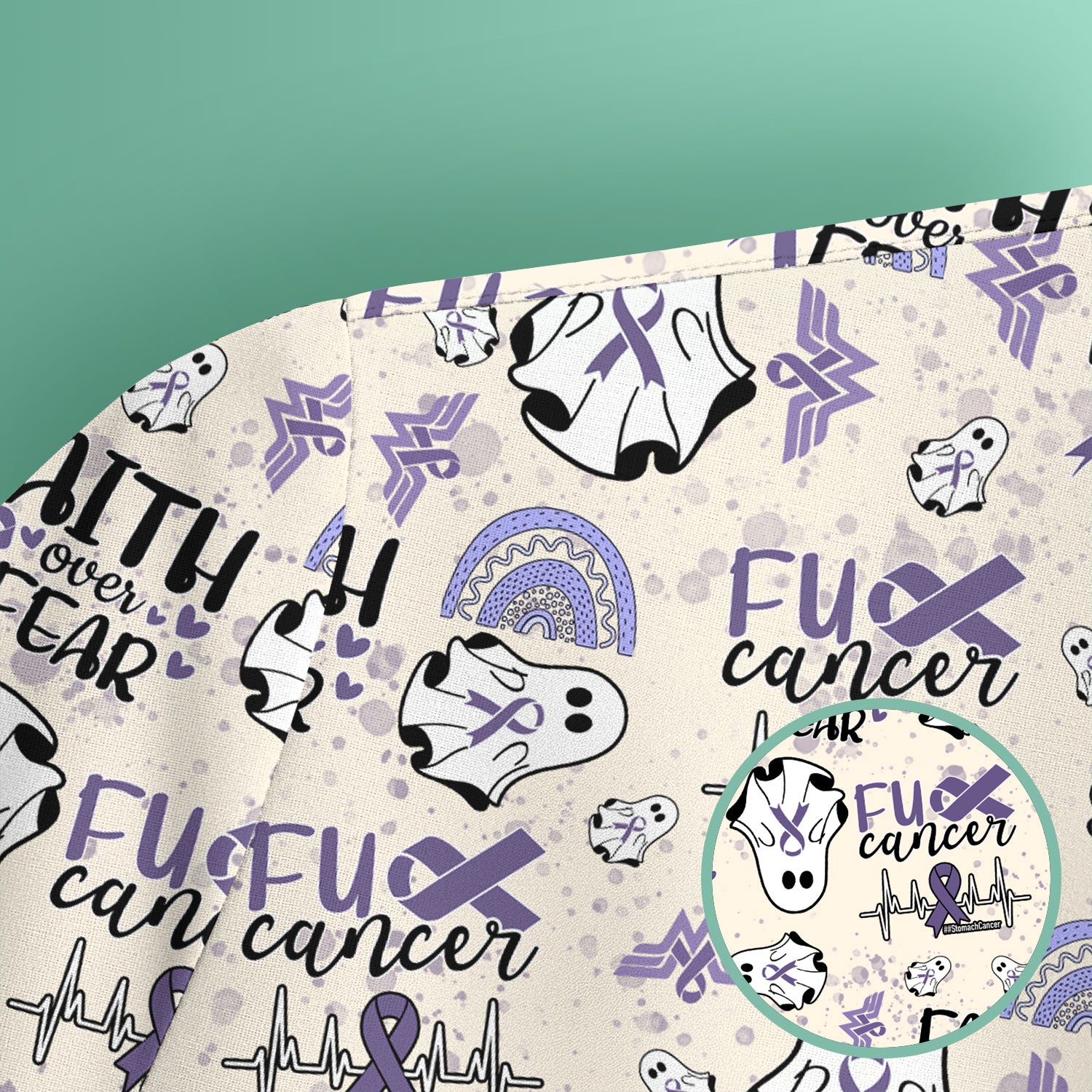 Periwinkle Ribbon Stomach Cancer Scrub Top - Awareness Nurse Shirt - November Warrior Survivor Medical Uniform Gift