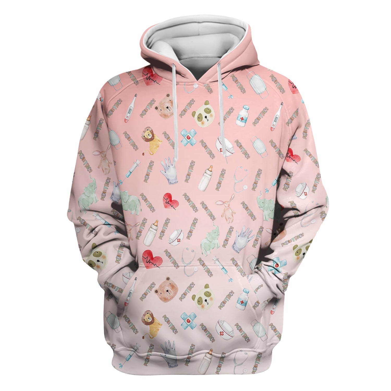 Adorable Pediatric Medical Scrub - Medical Uniform Top with Animal & Heart Icons - Gift for RN, CNA, LPN, Healthcare Worker