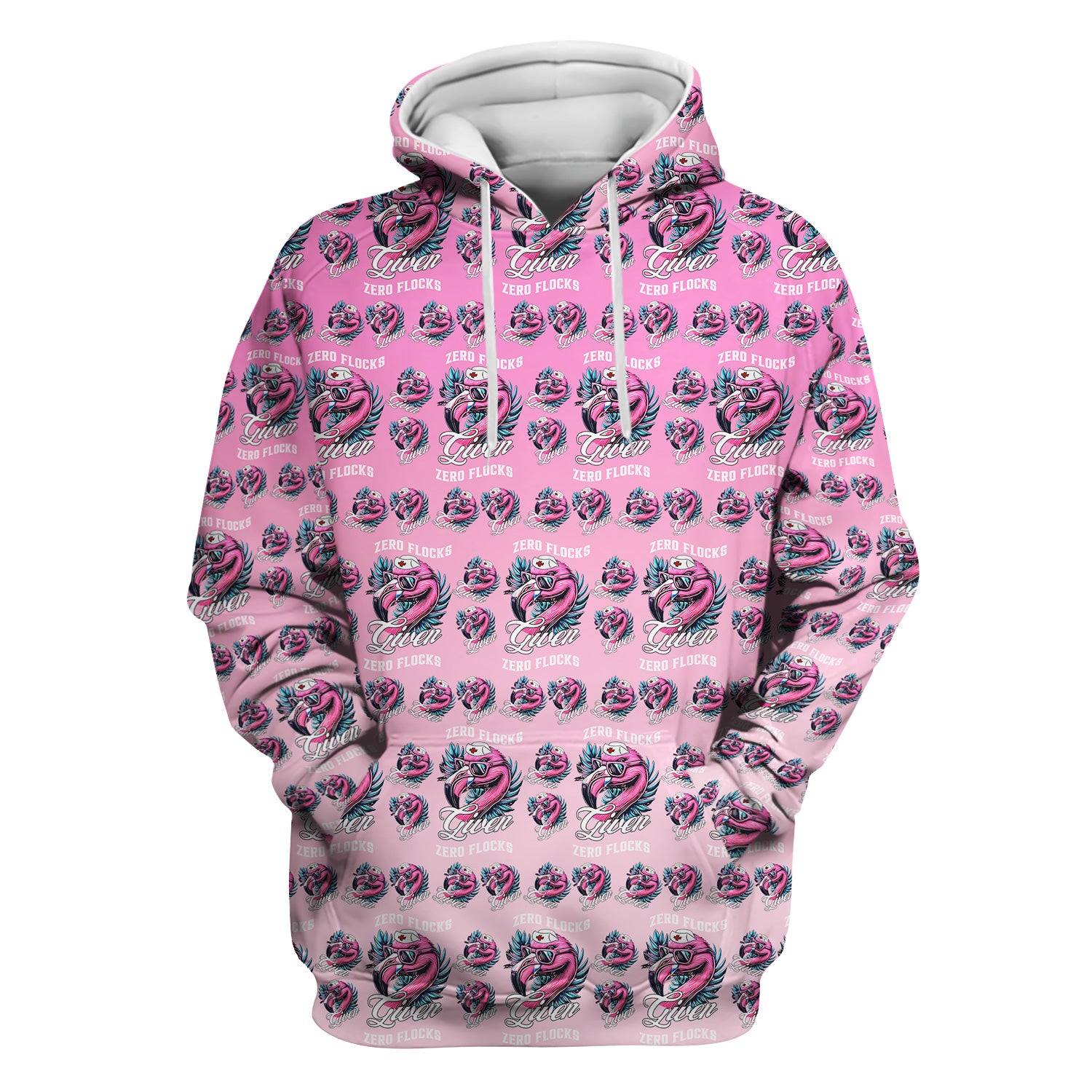 Funny Flamingo Scrub Top - Zero Flocks Given Pink Nurse Shirt - RN LPN CNA Healthcare Workers Gift