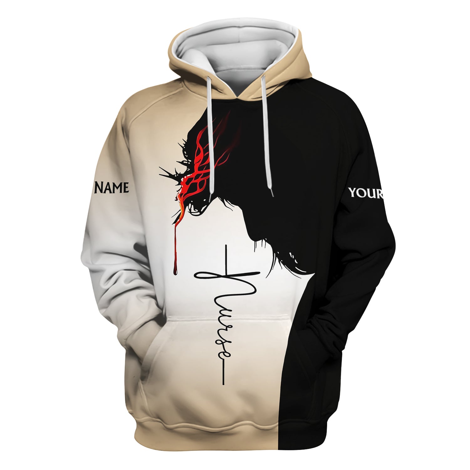 Personalized Christian Nurse Scrub Top - Christian Cross & Jesus Faith Design - Gift for RN LPN CNA