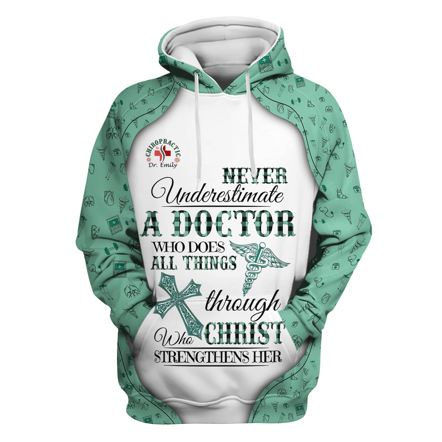 Personalized Christian Scrub Top - Never Underestimate a Doctor - Gift for Women Doctors & Medical Professionals