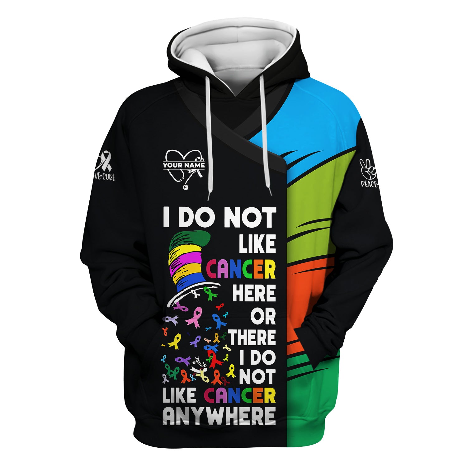 Personalized Breast Cancer Awareness Scrub Top - I Do Not Like Cancer Anywhere - Gift for Women RN LPN