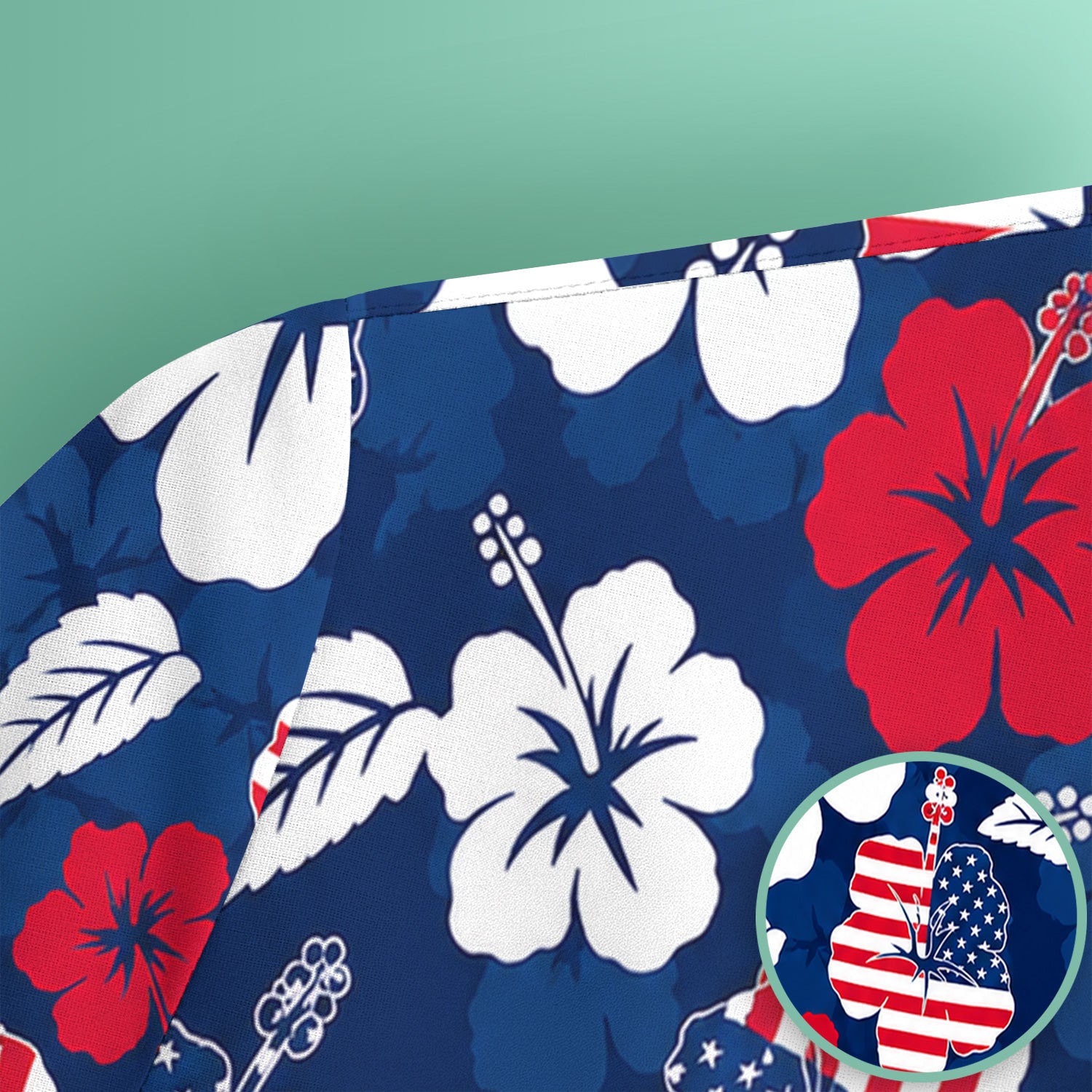 Patriotic Hibiscus Flag Floral Print Scrub Top, Comfortable Scrubs for Nurses
