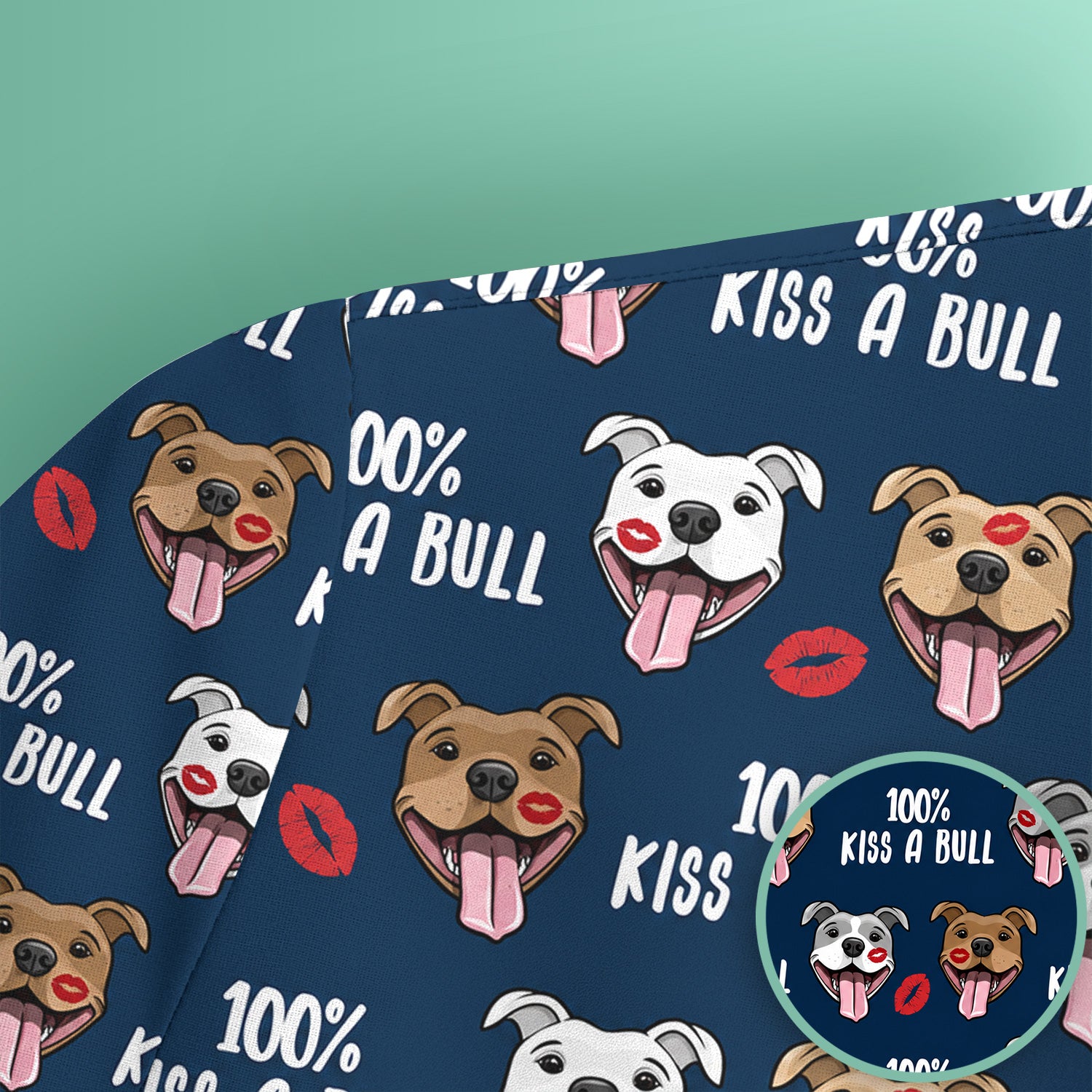 Kiss A Bull Pitbull Print Scrub Top, Comfortable Scrubs for Nurses