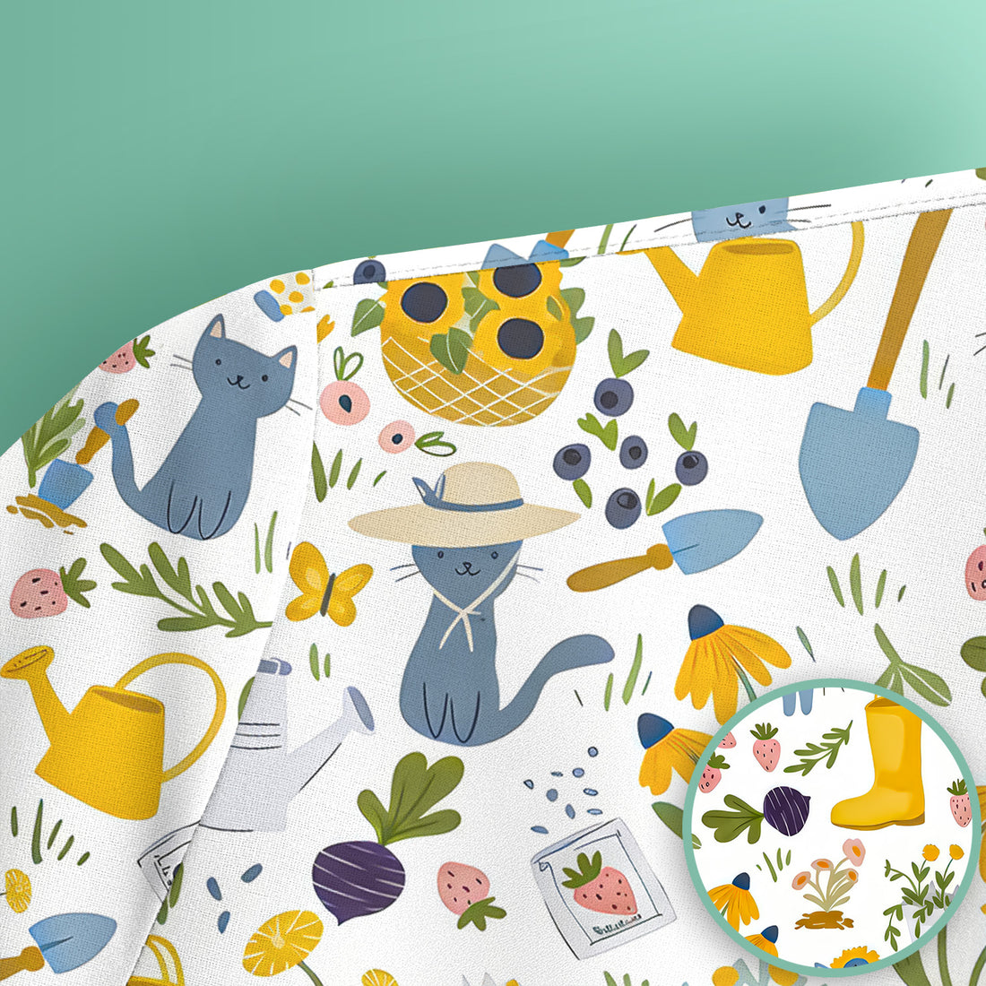 Cat Gardening Wildflower Tools Pattern Scrub Top, Comfortable Scrubs for Nurses