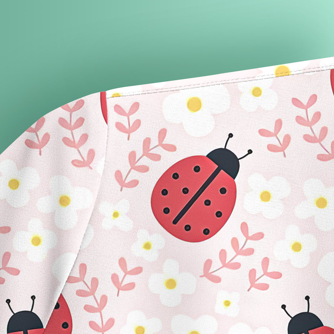Lovely Ladybug Blossom Garden Print Scrub Top, Breathable Fabrics Nursing Uniform