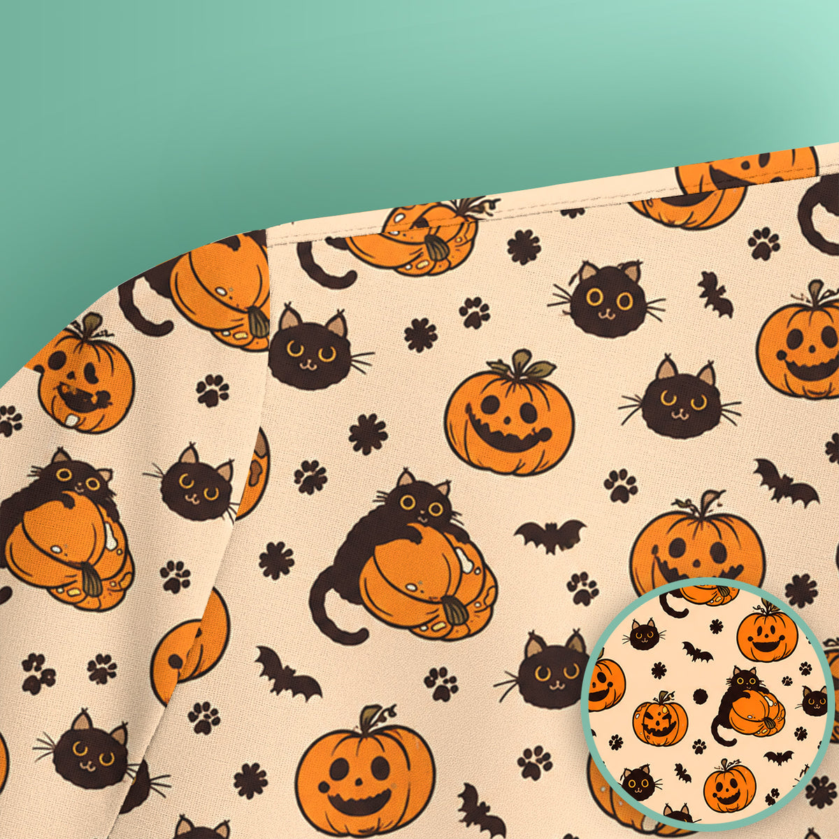 Cute Halloween Black Cat And Pumpkins Scrub Top, Comfortable Scrubs for Nurses
