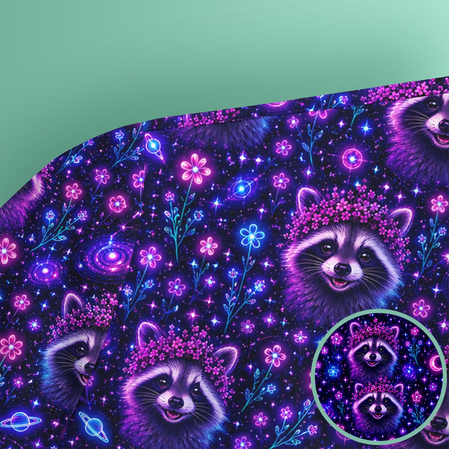 Galaxy Raccoon Nurse Pattern Scrub Top, Comfortable Scrubs for Nurses