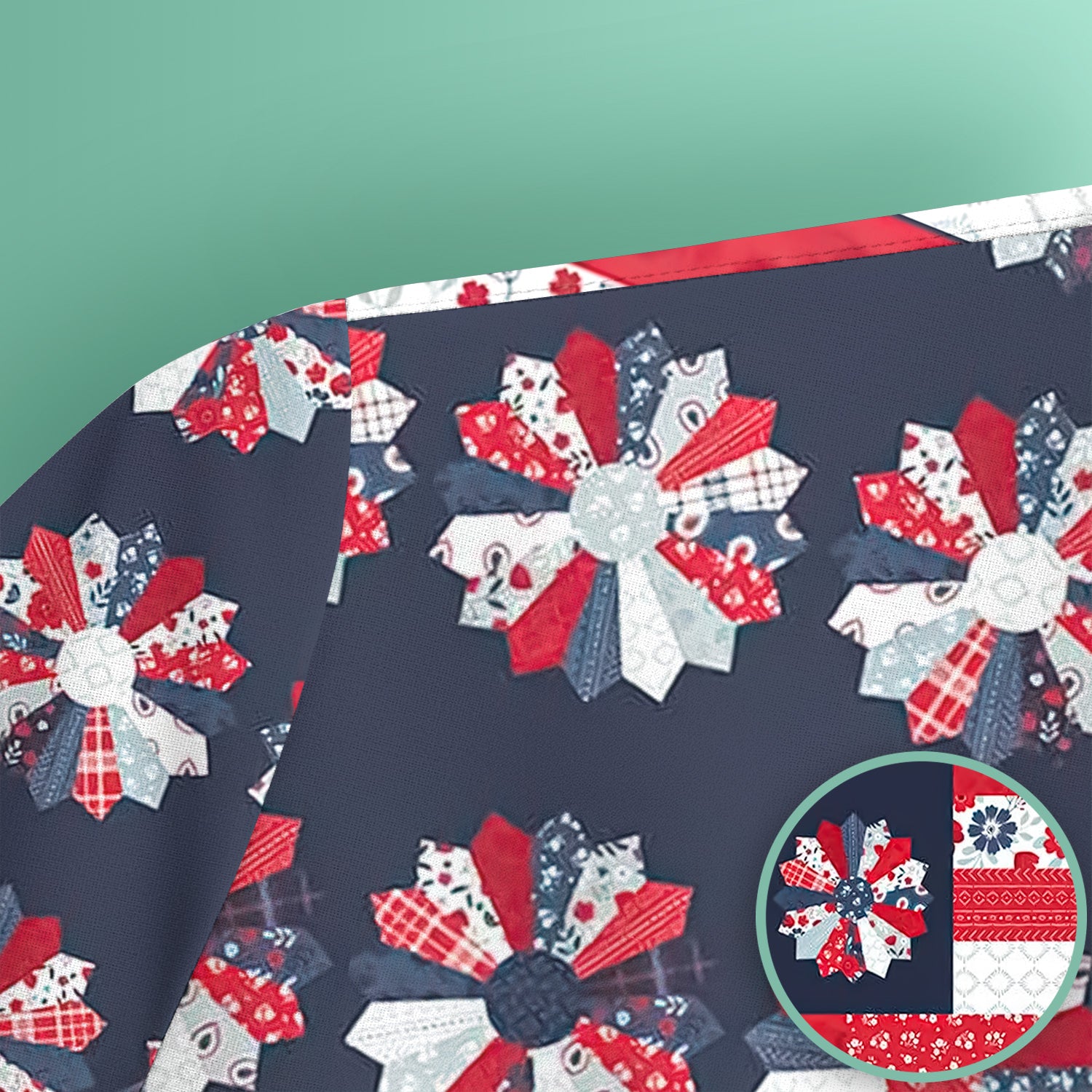 Patriotic Floral Flag Patchwork Pattern Scrub Top, Comfortable Scrubs for Nurses
