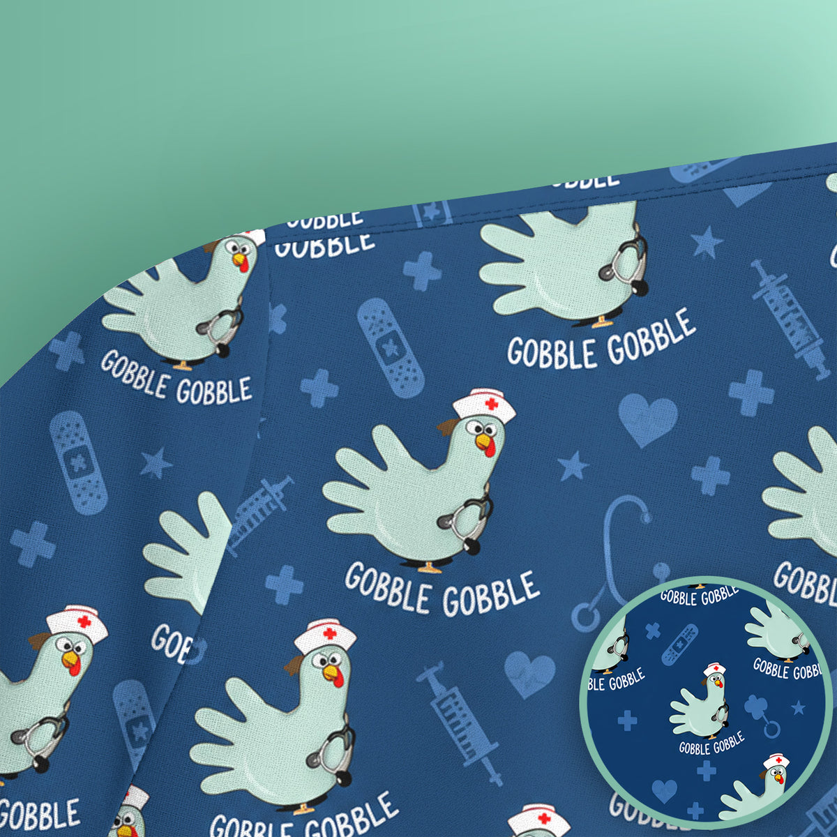 Funny Gobble Gobble Nurse Turkey Scrub Top, Comfortable Scrubs for Nurses