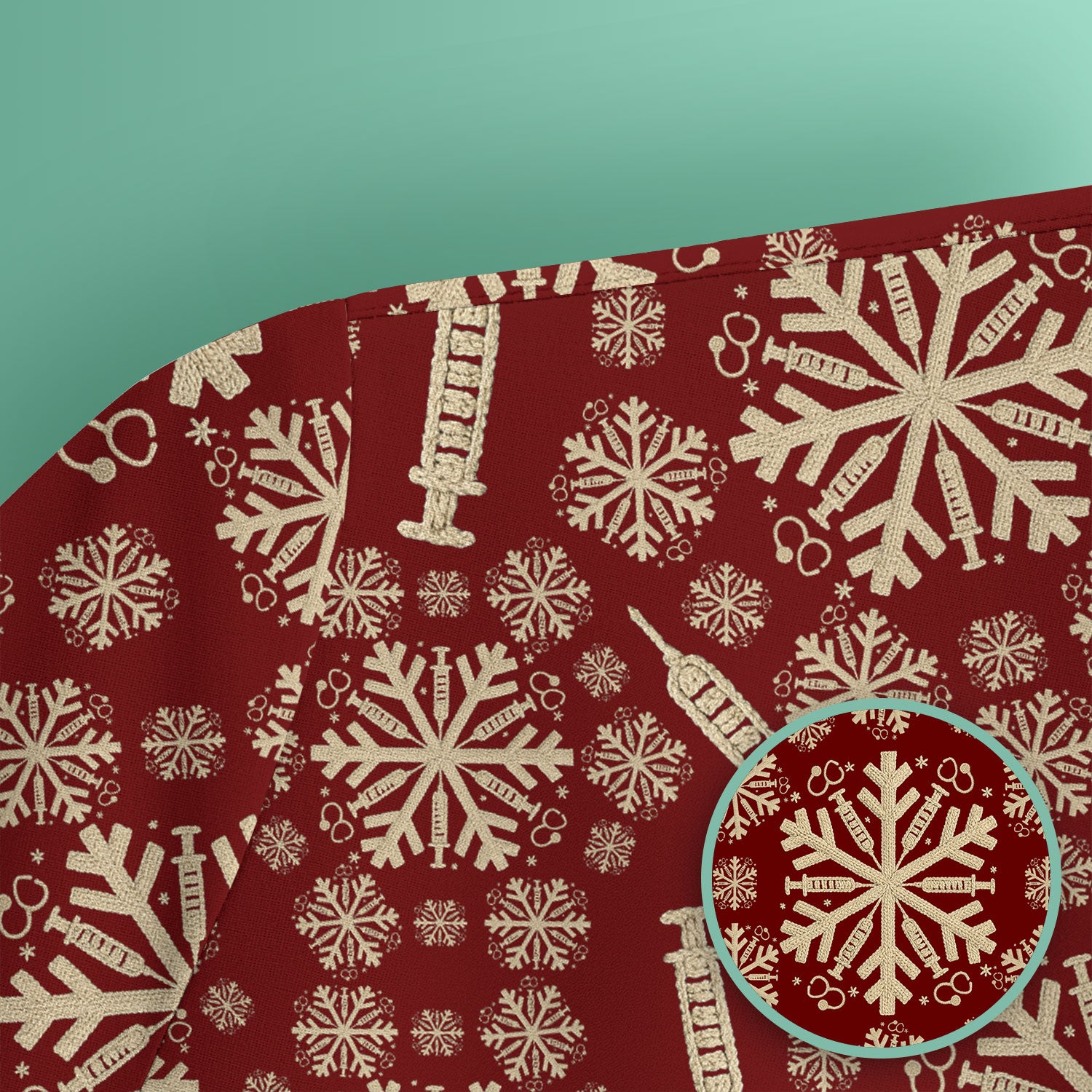 Snowflake Syringe Scrubs for Women - Festive Medical Top - Funny Christmas Scrub Shirt for Nurse - Holiday Gift