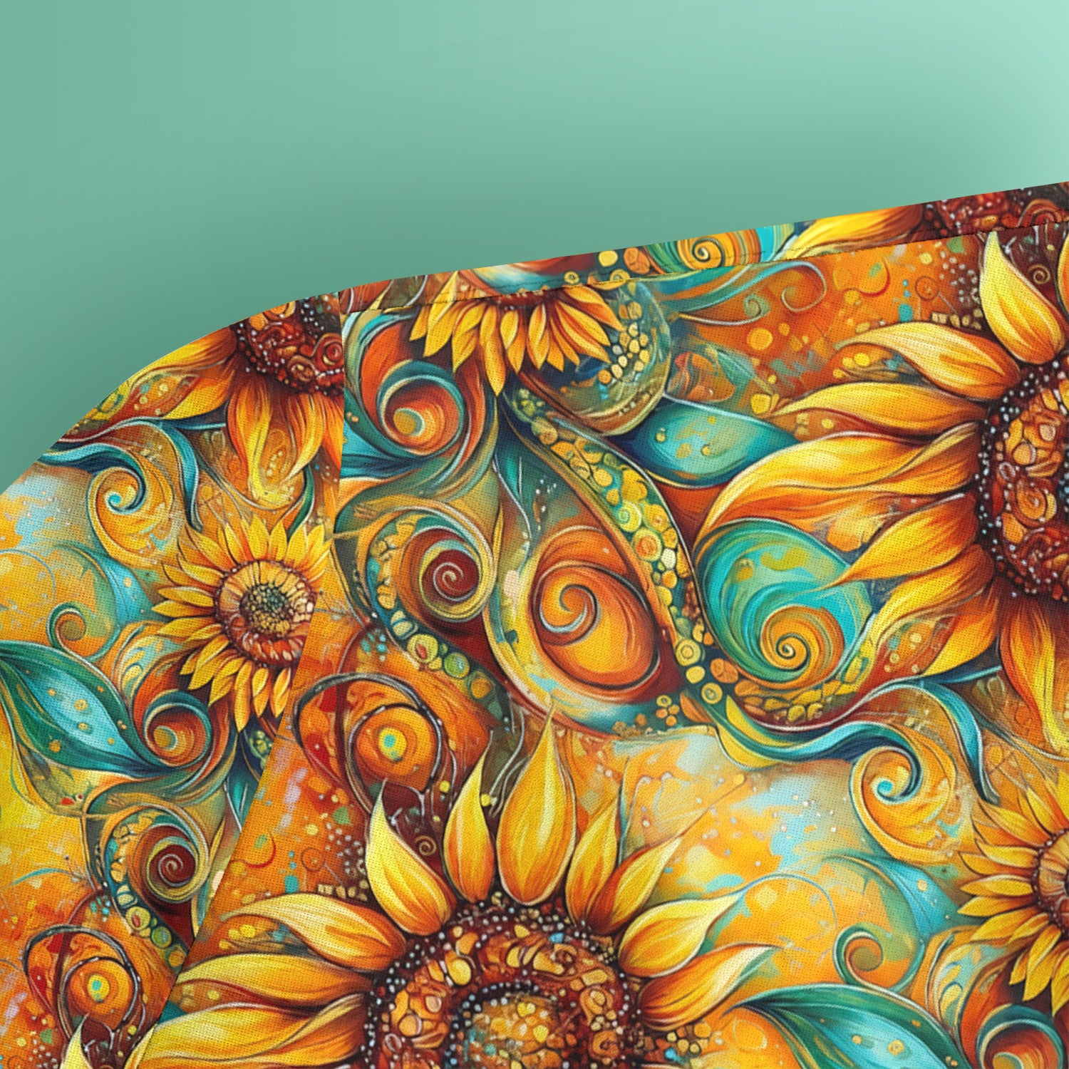 Sunflower Swirl Floral Pattern Scrub Top, Comfortable Scrubs for Nurses