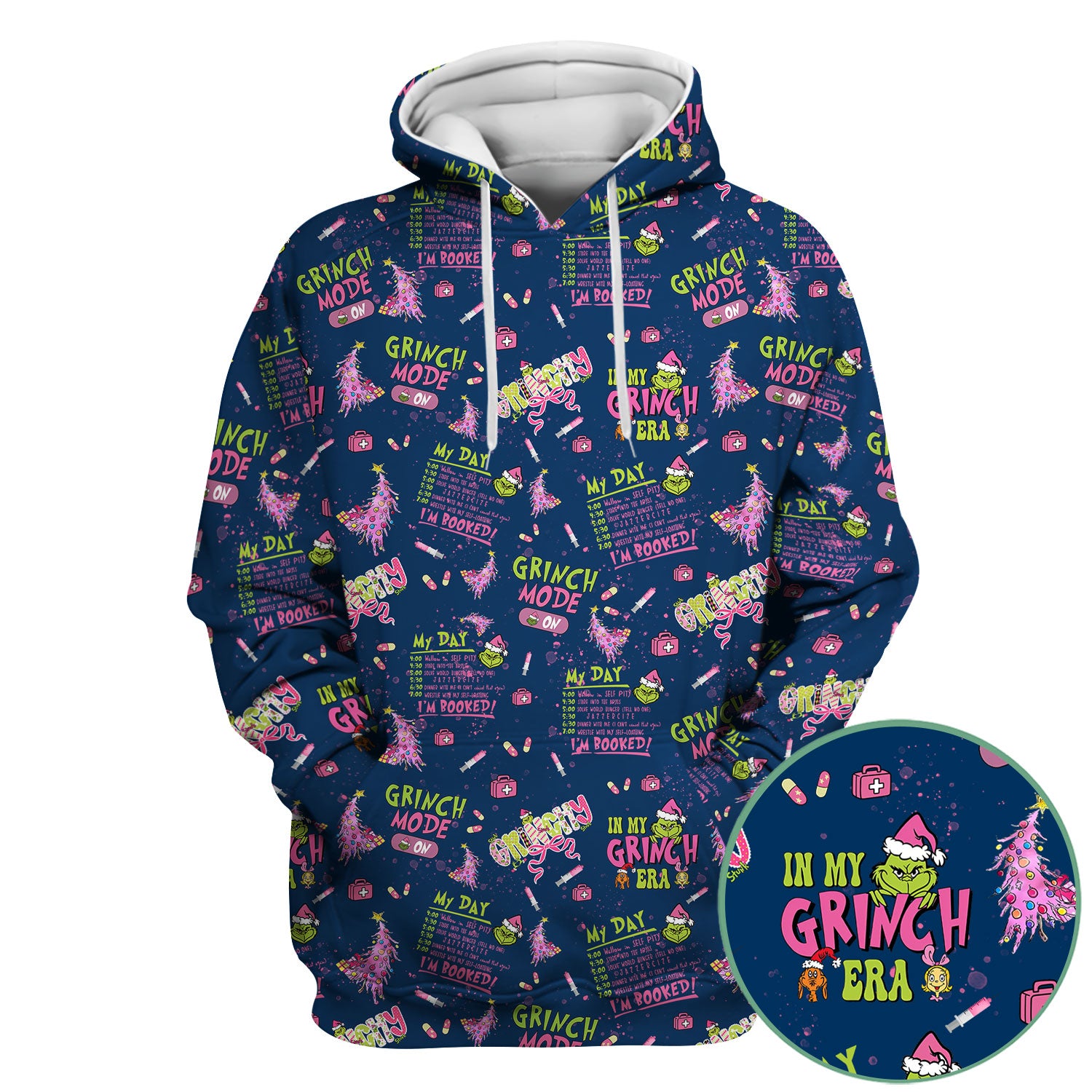Funny Christmas Scrub Top for Women - Grinch Mode On Holiday Nurse Uniform Shirt - Pink Grinchmas Gift for RN CNA LPN