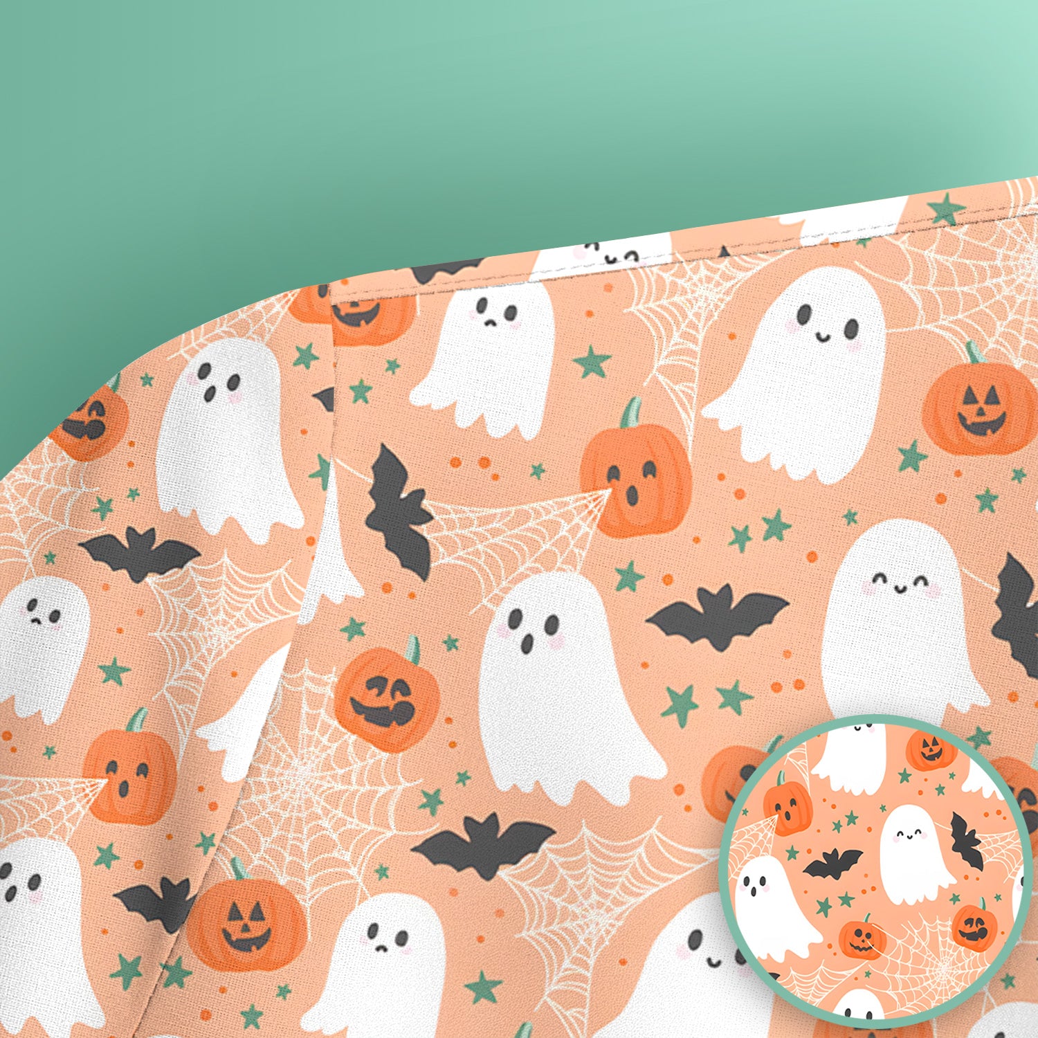 Cute Halloween Ghost And Pumpkin Scrub Top, Comfortable Scrubs for Nurses