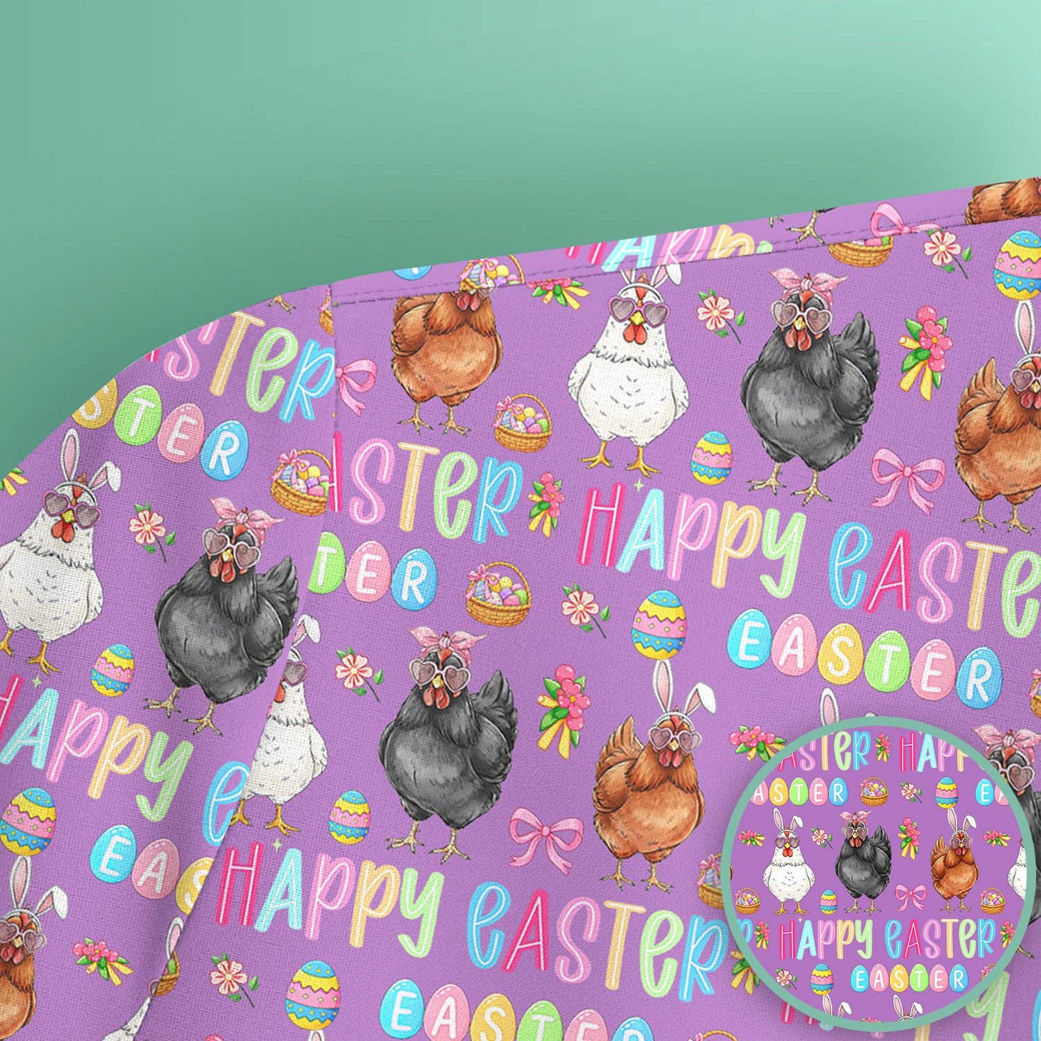 Happy Easter Bunny Eggs Pattern Scrubs Top, Comfortable Scrubs for Nurses