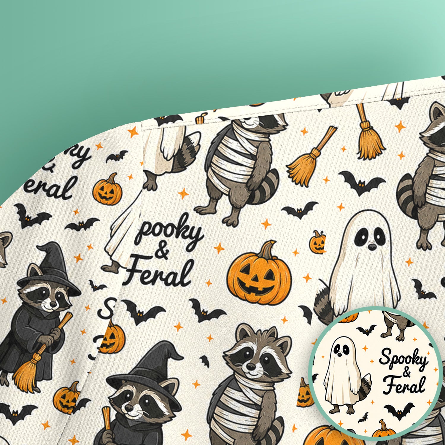 Spooky And Feral Halloween Raccoon Scrub Top, Comfortable Scrubs for Nurses