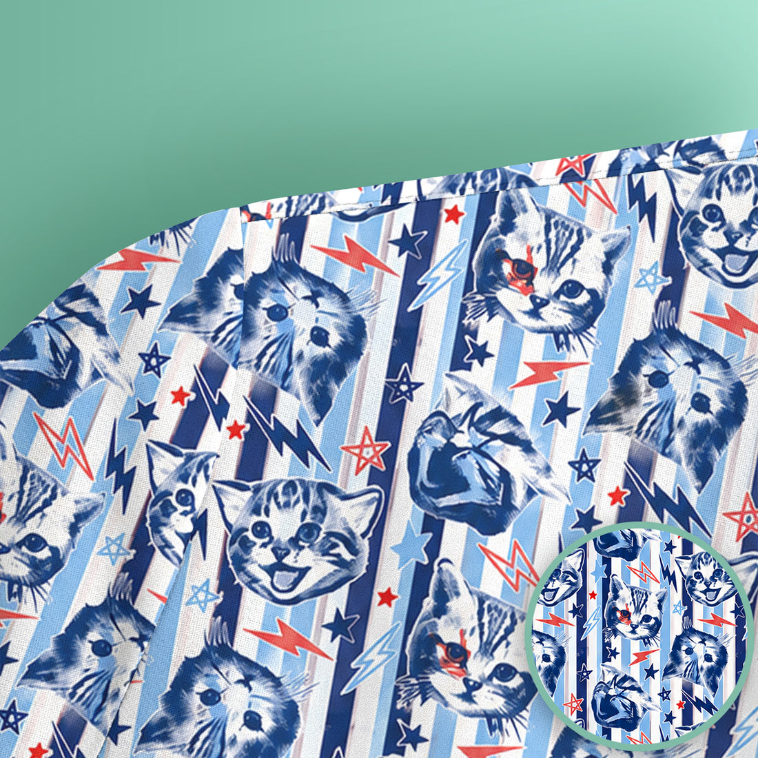 Cute Cat Faces With Lightning Print Scrub Top, Comfortable Scrubs for Nurses
