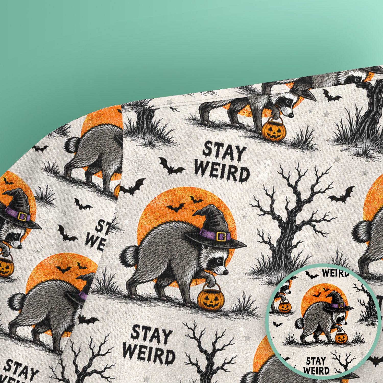 Funny Stay Weird Halloween Raccoon Scrub Top, Comfortable Scrubs for Nurses