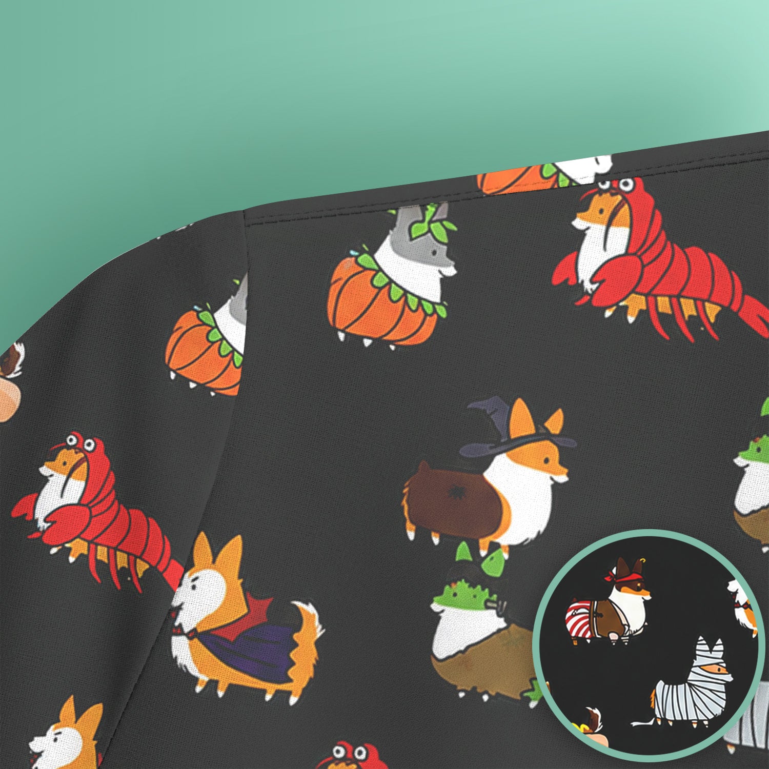 Cute Halloween Costume Corgis Scrub Top, Comfortable Scrubs for Nurses