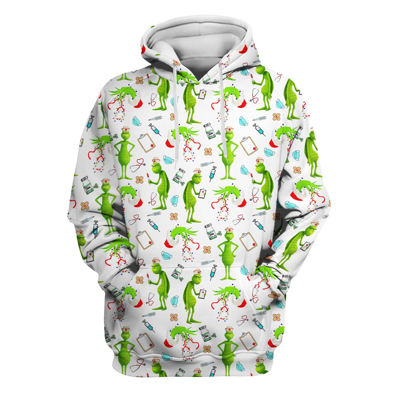 Custom Grinch Nurse Scrub Top - Funny Christmas Scrub Shirt Multi Color - Cute Holiday Nursing Workwear with Pockets