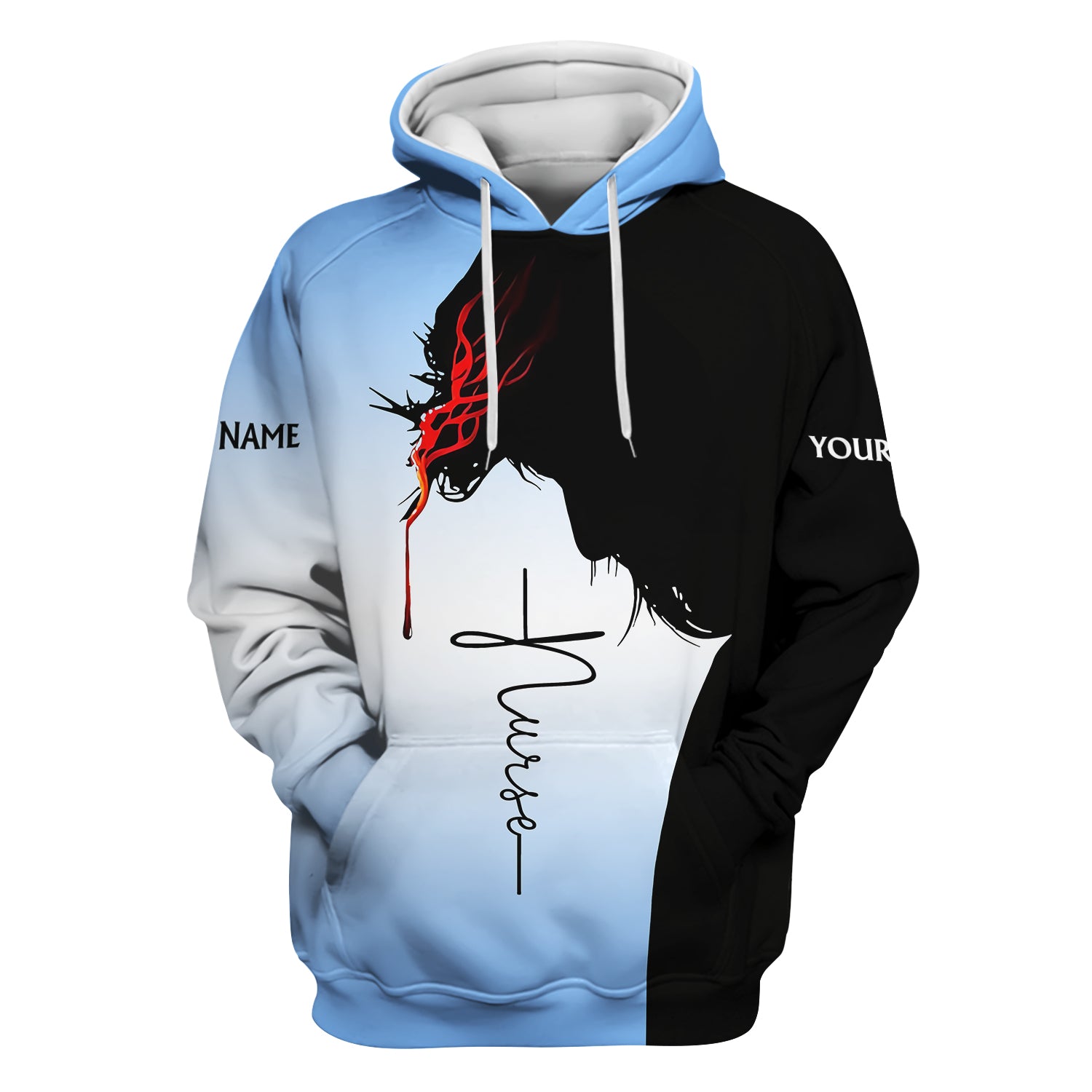 Personalized Christian Nurse Scrub Top - Christian Cross & Jesus Faith Design - Gift for RN LPN CNA