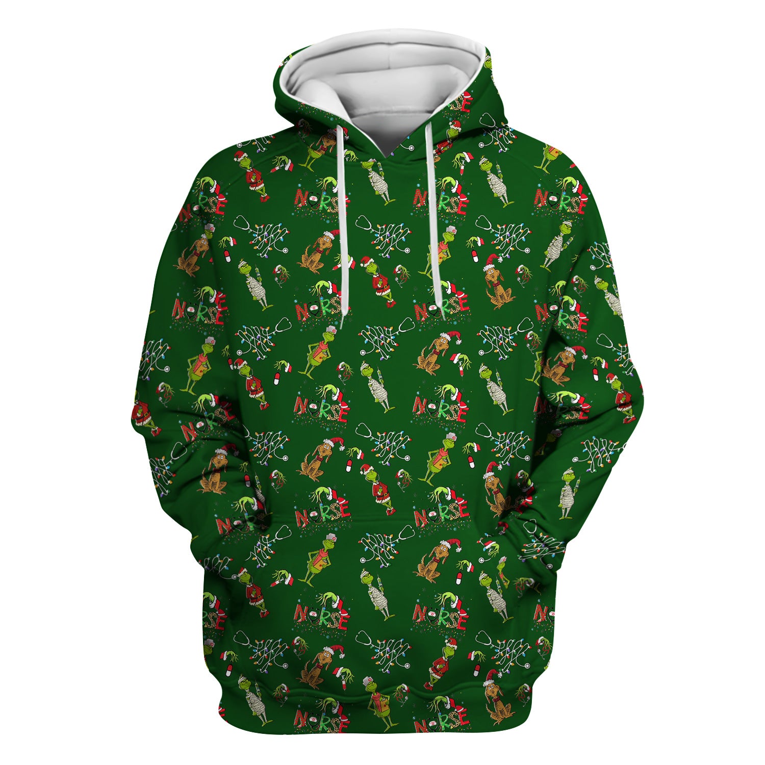 Christmas Nurse Scrub Top for Women - Funny Grinch Nursing Scrub Shirt Multi Color - Cute Holiday Medical Work Shirt with Pockets