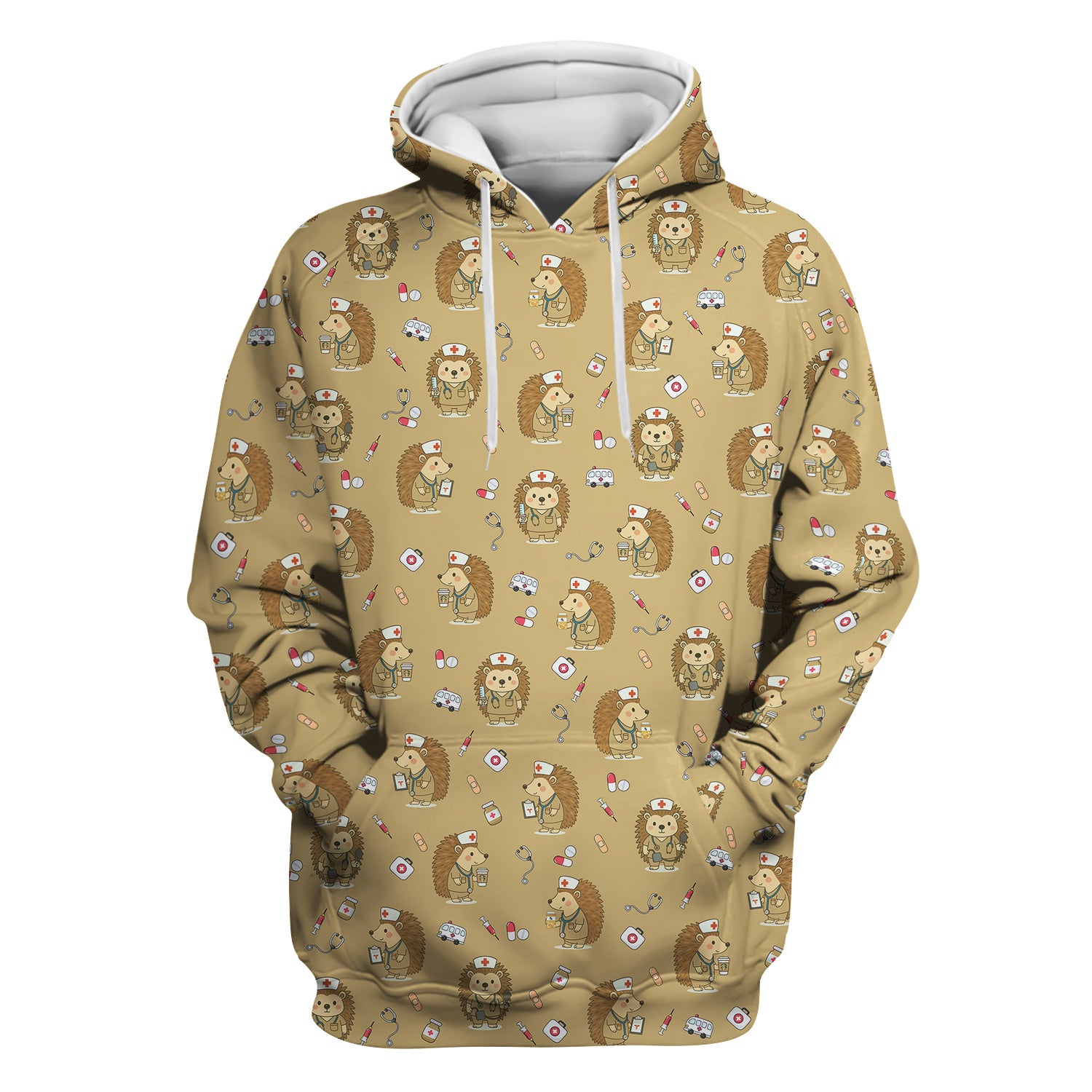 Cute Hedgehog Nurse Scrub Top - Funny Animal & Medical Design - Gift for Women RN LPN Pediatric Nurses