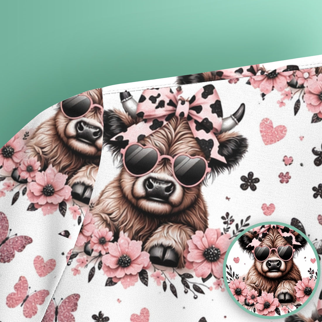 Cute Cow With Heart Sunglasses Pattern Scrub Top, Comfortable Scrubs for Nurses