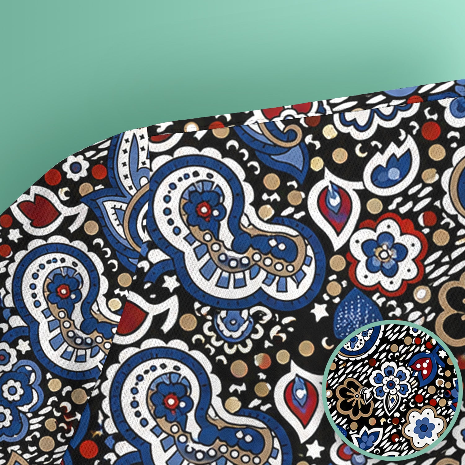 Classic Paisley Floral Pattern Scrub Top, Comfortable Scrubs for Nurses