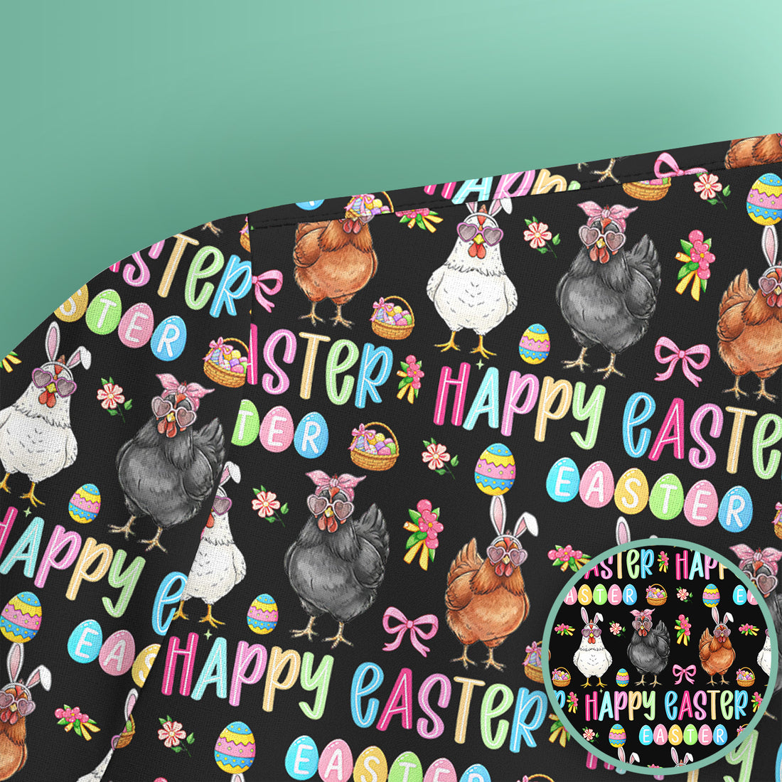 Happy Easter Bunny Eggs Pattern Scrubs Top, Comfortable Scrubs for Nurses