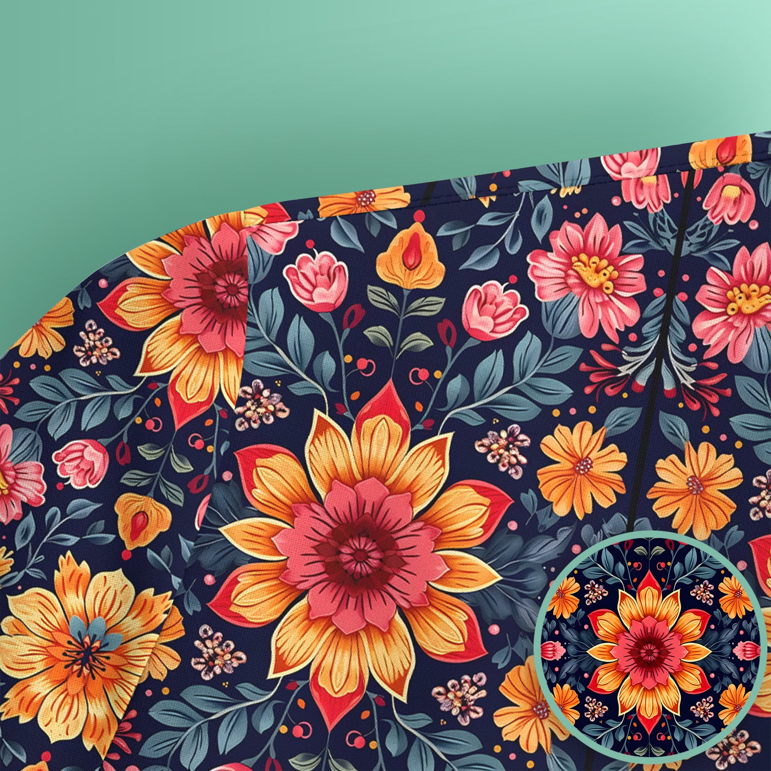 Elegant Dark Floral Pattern Scrub Top, Comfortable Scrubs for Nurses
