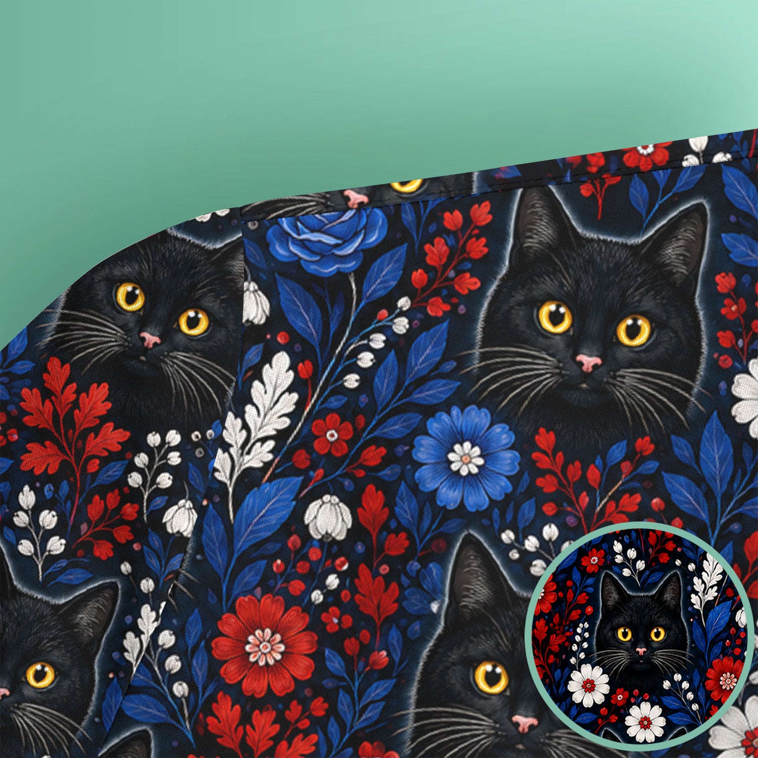 Black Cat Floral Nurse Scrub Top for RN, CNA, Veterinary Staff, Cat Lover Uniform