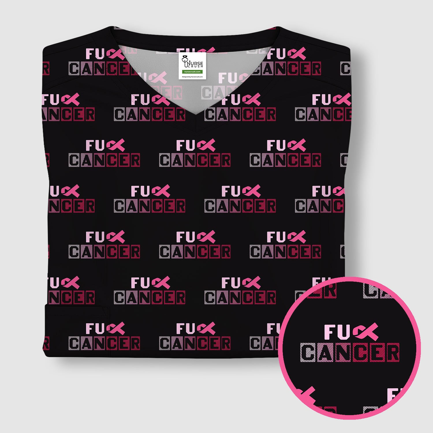 Breast Cancer Awareness Shirt - Pink Ribbon Nursing Top - Medical Uniform for Women - Support Cancer Fighters & Survivors