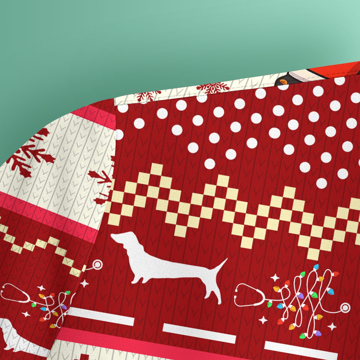 Wiener Dog Through The Snow Christmas Scrub Top - Cute Dachshund Nurse Shirt - Funny Holiday Medical Uniform