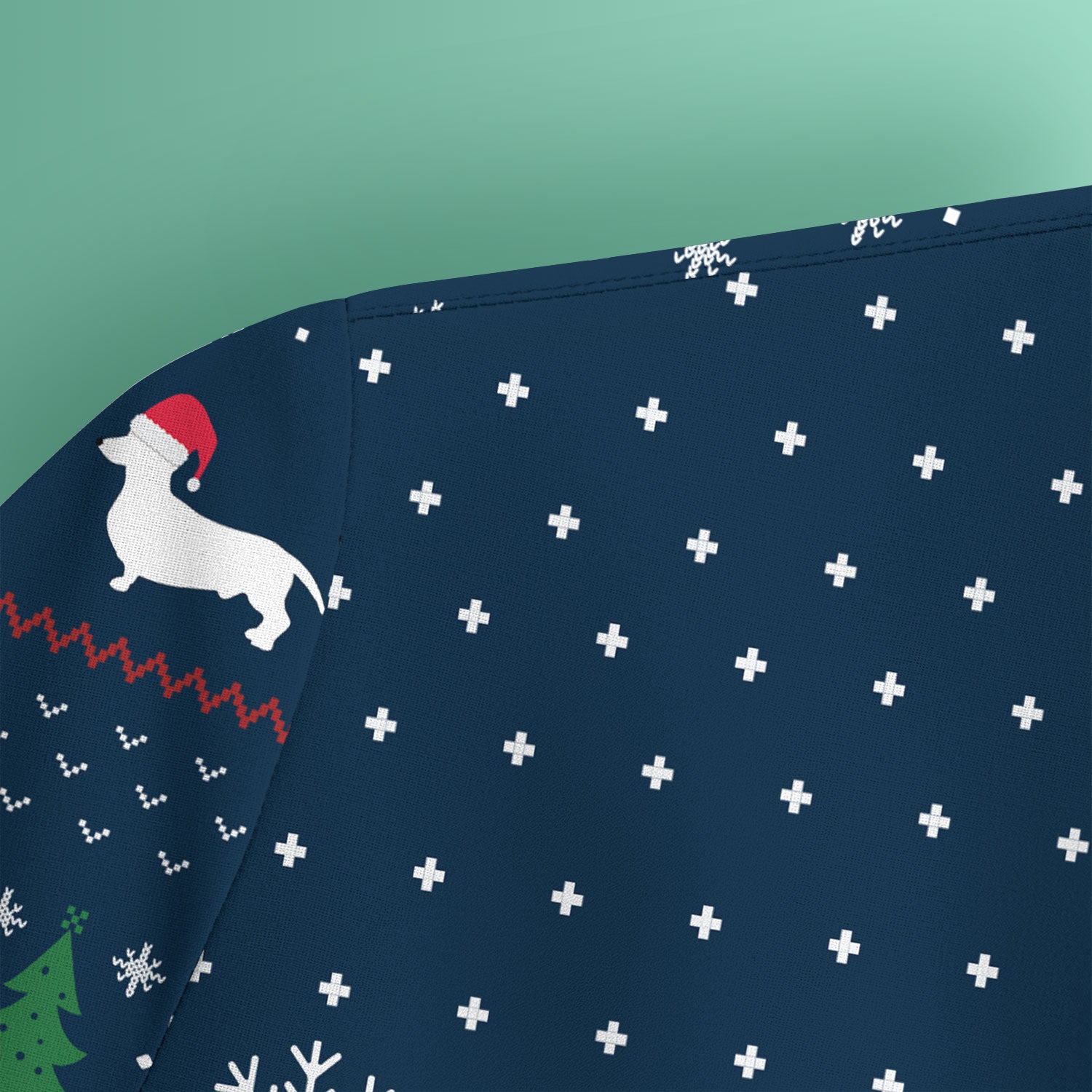 Dachshund Christmas Scrub Top - Funny Sausage Dog Nurse Shirt - Cute Holiday Scrubs for Women RN LPN CNA Gift