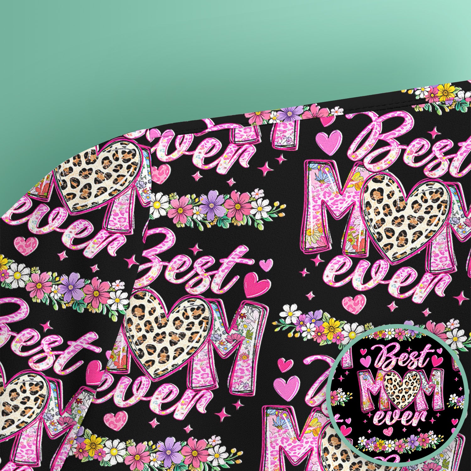 Best Mom Ever Leopard Heart Floral Pattern Scrub Top, Comfortable Scrubs for Nurses