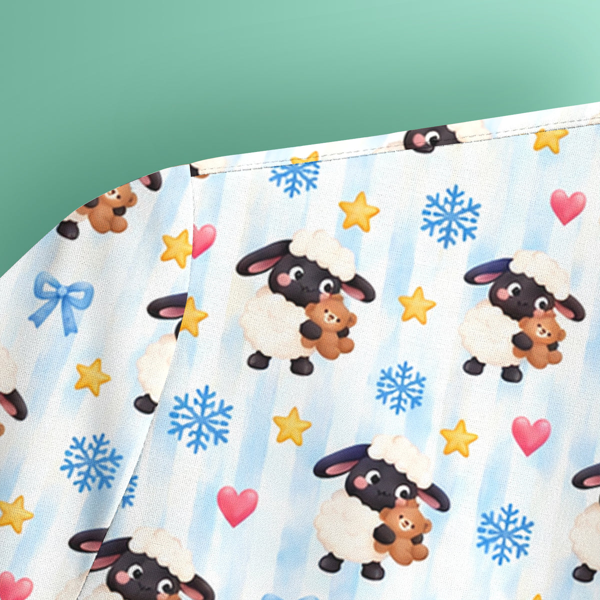 Cute Winter Lambs Holding Teddy Bears Scrub Top, Comfortable Scrubs for Nurses