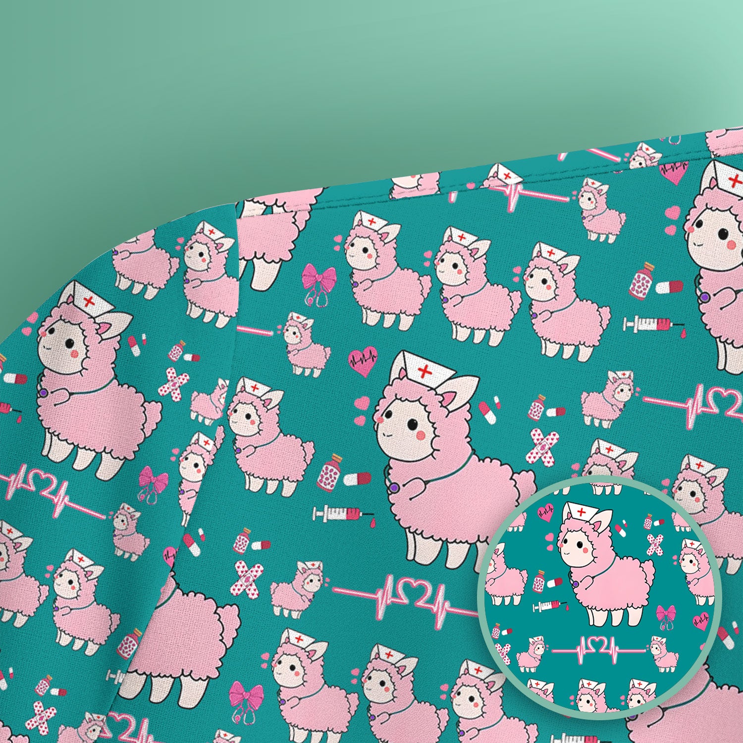 Llama Ain't Got Time For Your Drama Scrub Top, Funny Pattern Scrub Shirt, Breathable Fabrics Nursing Uniform