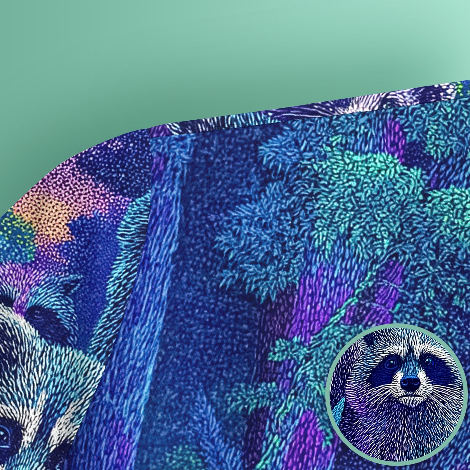 Moonlit Raccoon Pattern Scrub Top, Comfortable Scrubs for Nurses