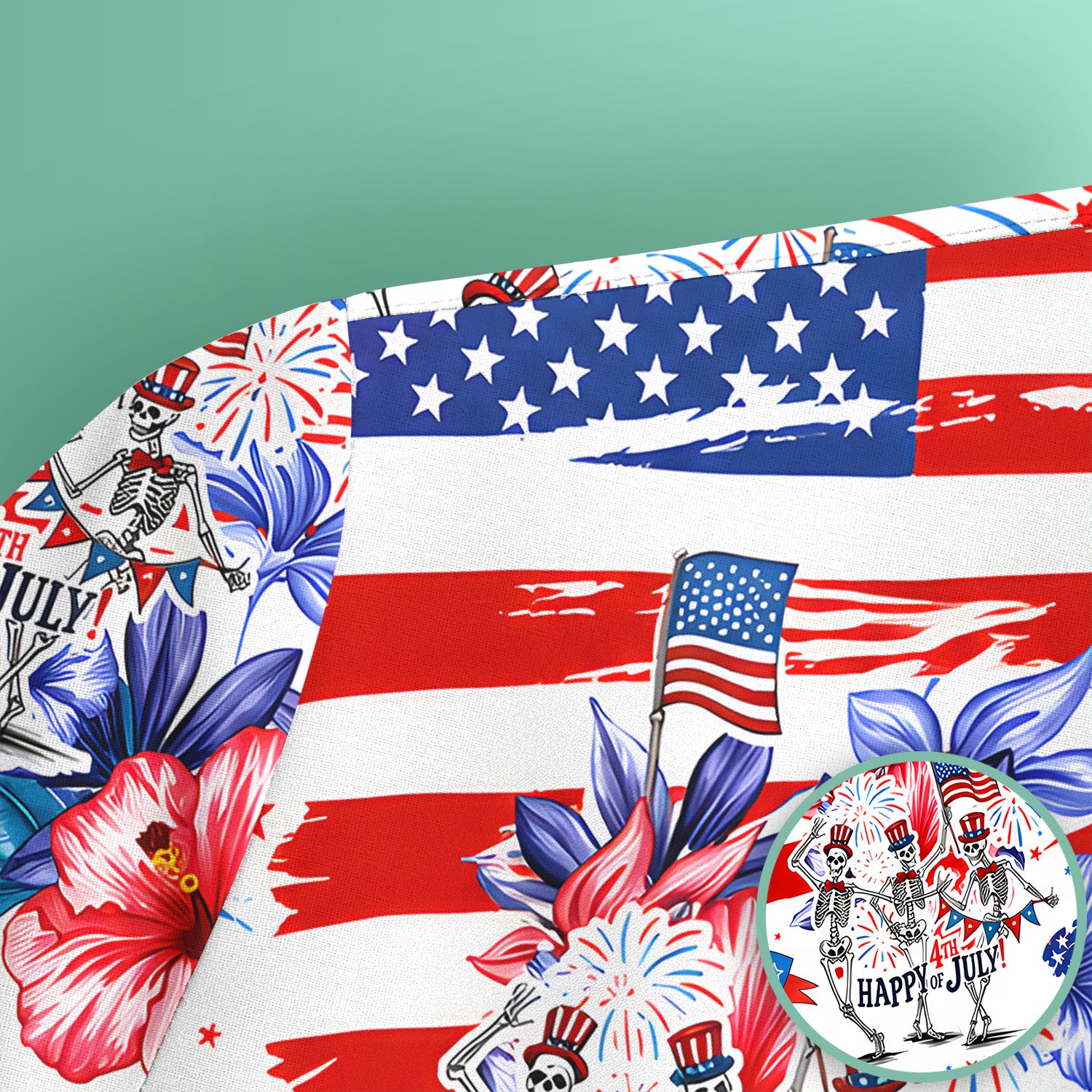 Funny 4th Of July Skeleton Nurse for RN & CNA, Patriotic Fireworks Medical Uniform Scrub Top, Comfortable Scrubs for Nurses
