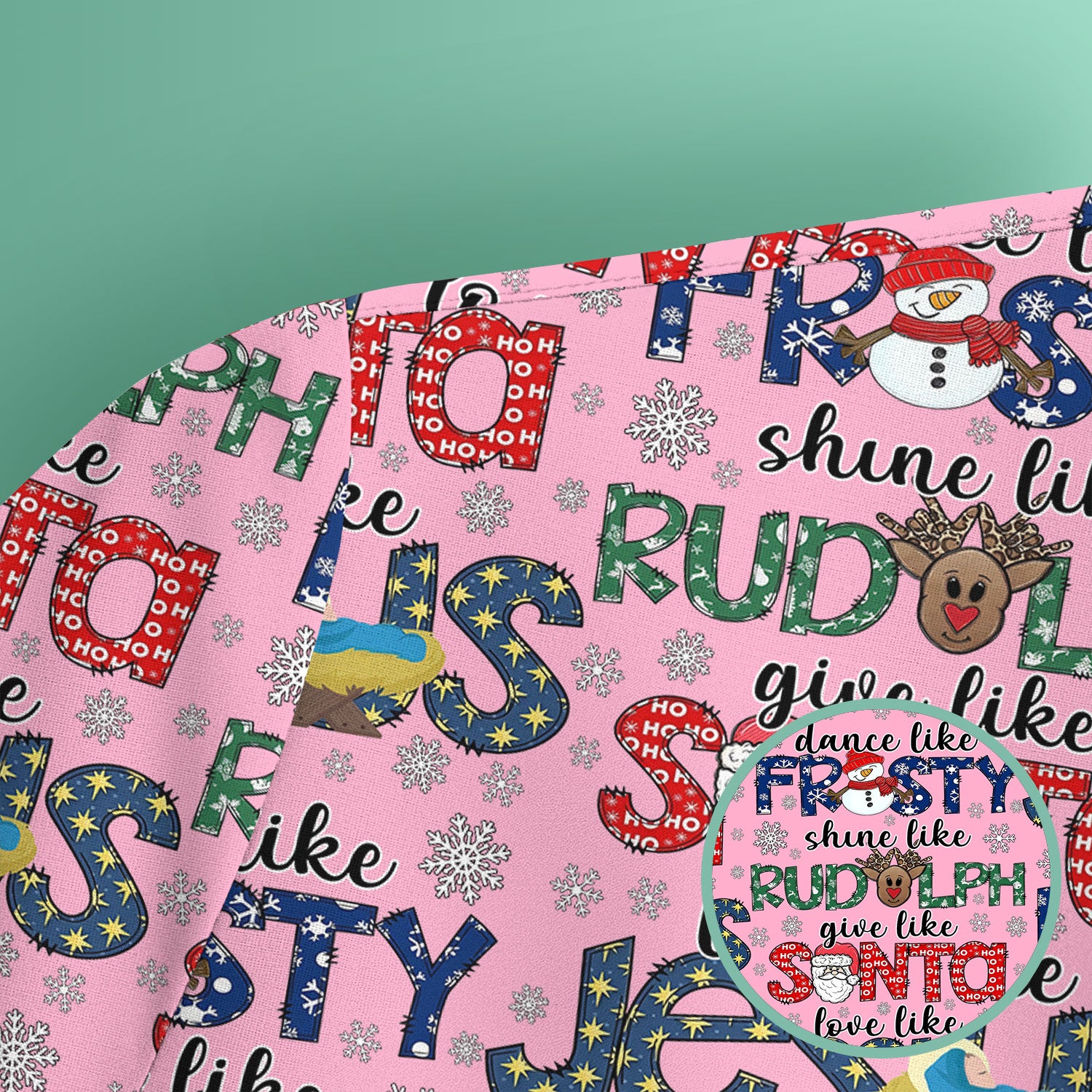 Christmas Rudolph Nurse Scrub Top for Women - Dance Like Frosty Shine Like Rudolph Give Like Santa Love Like Jesus - Holiday Med Shirt