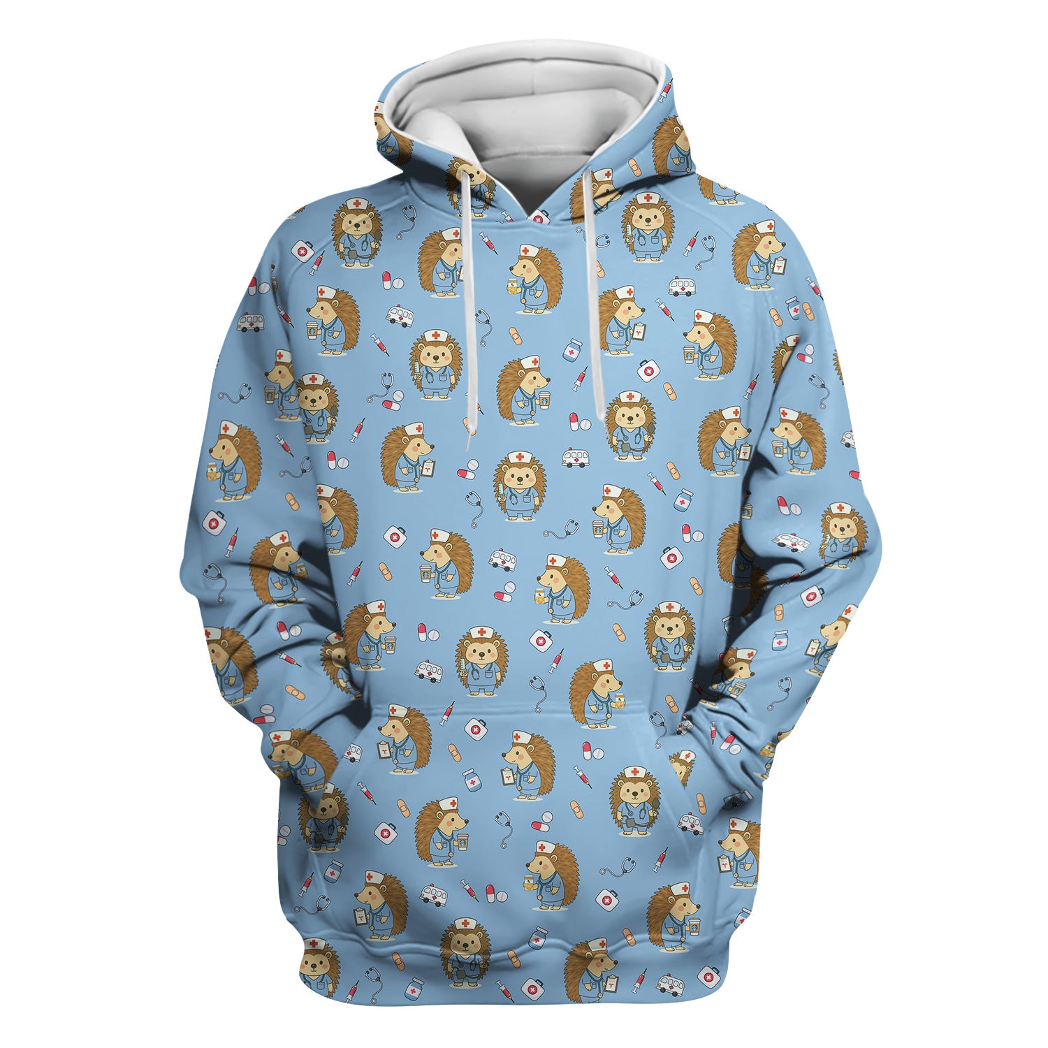 Funny Nurse Hedgehog T-Shirt - Cute Medical Icon Design - Gift for RN LPN CNA & Healthcare Workers
