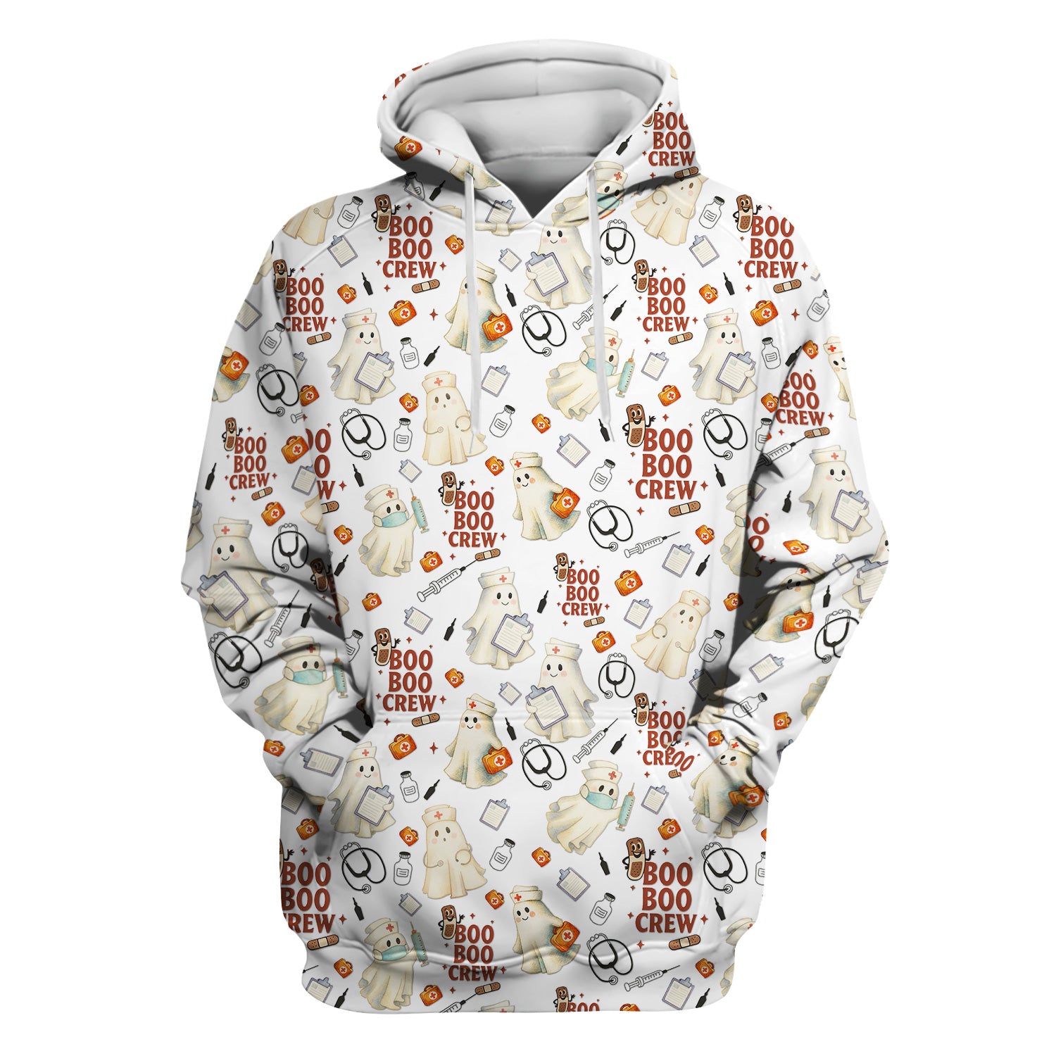 Cute Halloween Nurse Scrub Boo Boo Crew - Funny Ghost Medical Top for Women - Gift for RN LPN CNA