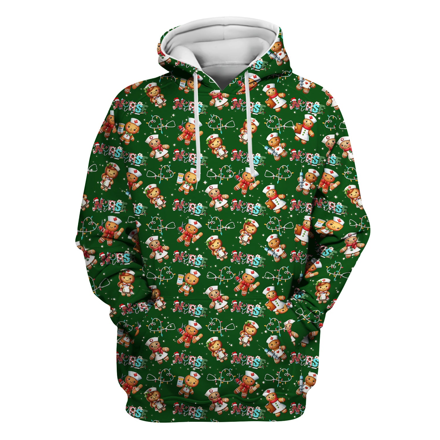 Christmas Gingerbread Nurse Scrub Top - Cute Holiday Medical Uniform for Women - Gift for RN CNA LPN LVN EN