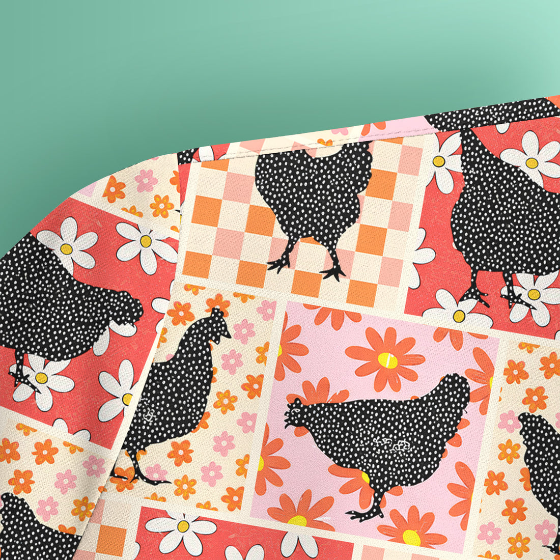 Charming Chicken Patchwork Floral Pattern Scrub Top, Comfortable Scrubs For Nurses