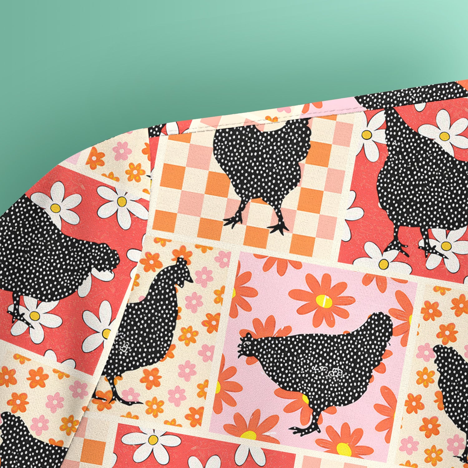 Charming Chicken Patchwork Floral Pattern Scrub Top, Comfortable Scrubs For Nurses