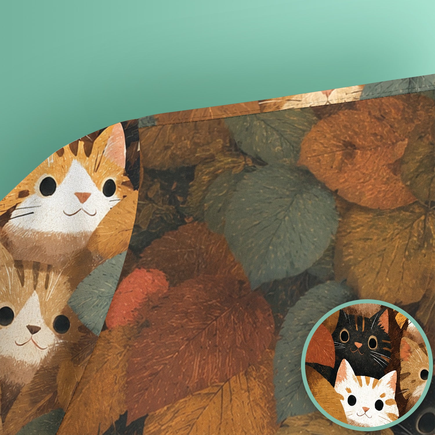 Cute Autumn Cat Leaf Pile Pattern Scrub Top, Comfortable Scrubs for Nurses